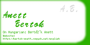 anett bertok business card